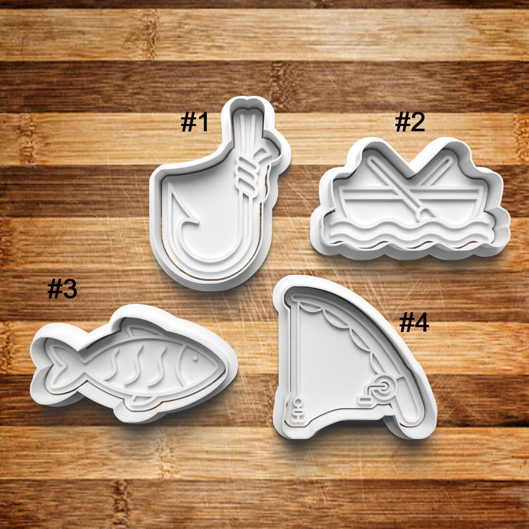 cookie hook the fish Pattern Stencil (not for the handle) MATERIAL Fishing Cookie Cutter | Cookie